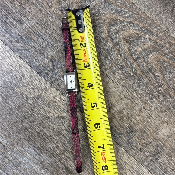 Coach Rectangular Swiss Made Watch | Pink Snakeskin Strap | Stainless Steel